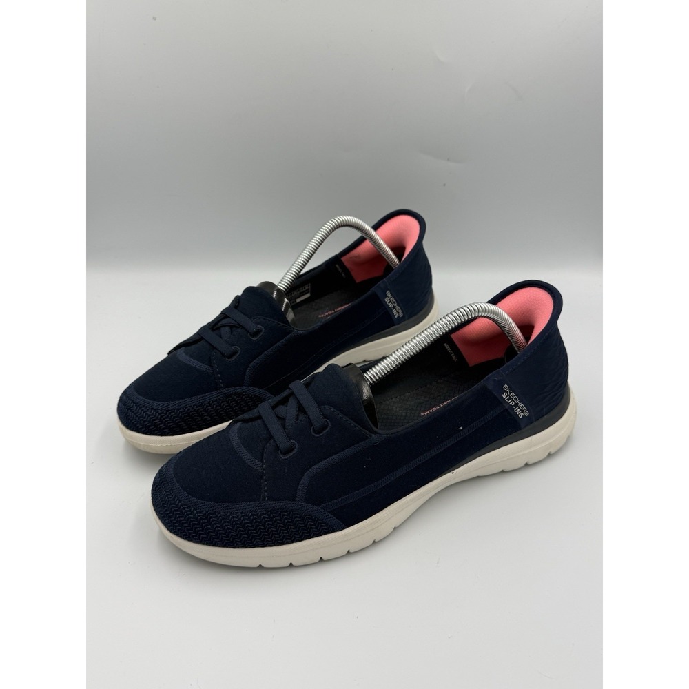 Skechers Hands Free Slip-Ins Shoes Women's Size 10 Navy Blue Memory Foam 136543